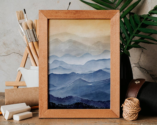 Sea of Mountains | Blue Ridge Parkway | Blue Ridge Mountains Art | Appalachian Mountain | Watercolor Painting | Mountain Wall Art | North Carolina Art