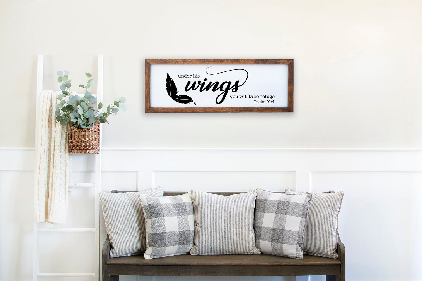 Under his wings you will take refuge | Psalm 91:4 | Encouragement Gift For Older Ones | Religious Home Decor