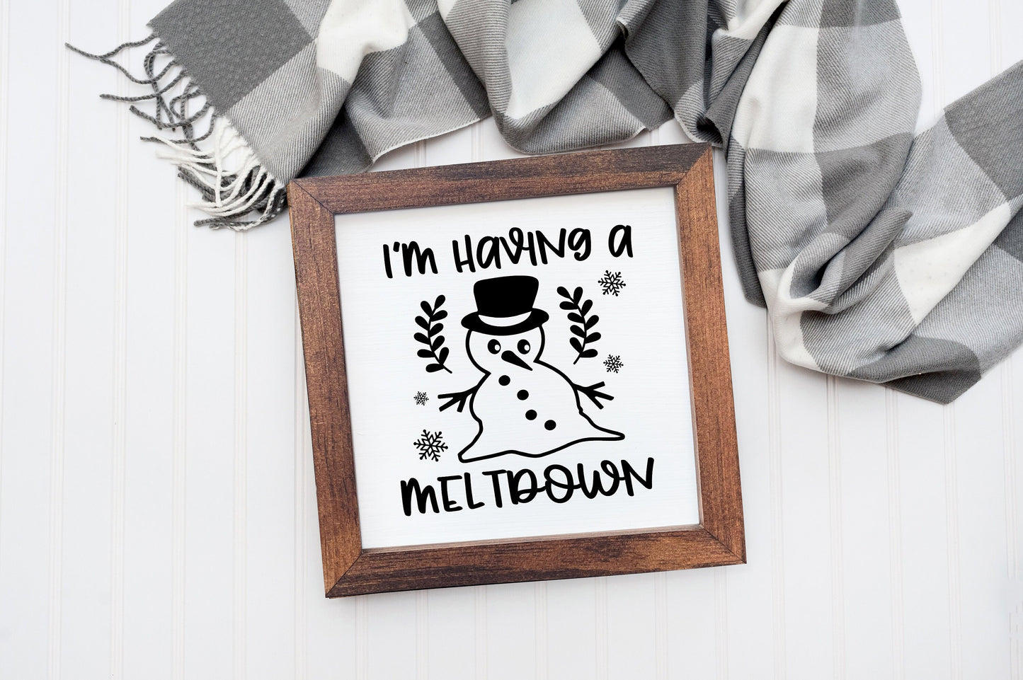 I'm having a meltdown | Winter Decor | Funny Square Wood Sign | Snowman