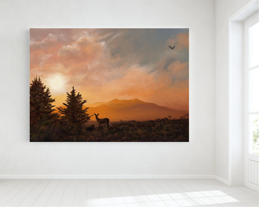 Deer To My Heart | Appalachian Mountains Landscape | Oil Painting Print | Nature Lovers Gift | Deer