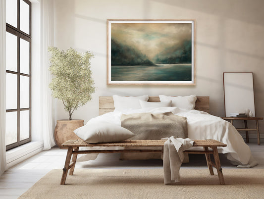 Into the Light | Peaceful Wall Art | Abstract Painting | Landscape Wall Art | Large Wall Art Oversized Horizontal