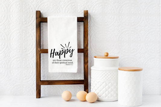 JW 2026 Yeartext Tea Towel | Matthew 5:3 Scripture Towel | Country Farmhouse Kitchen Decor | JW Gifts