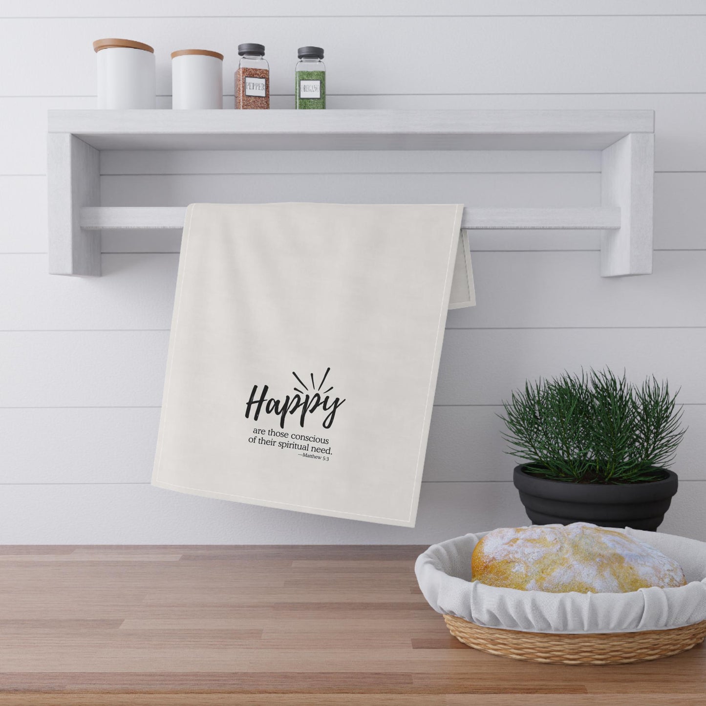JW 2026 Yeartext Tea Towel | Matthew 5:3 Scripture Towel | Country Farmhouse Kitchen Decor | JW Gifts