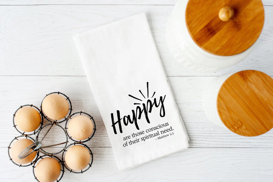 JW 2026 Yeartext Tea Towel | Matthew 5:3 Scripture Towel | Country Farmhouse Kitchen Decor | JW Gifts