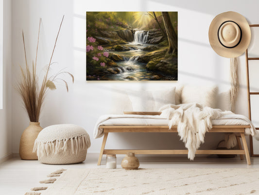 Appalachian Forest Waterfall Canvas Wall Art