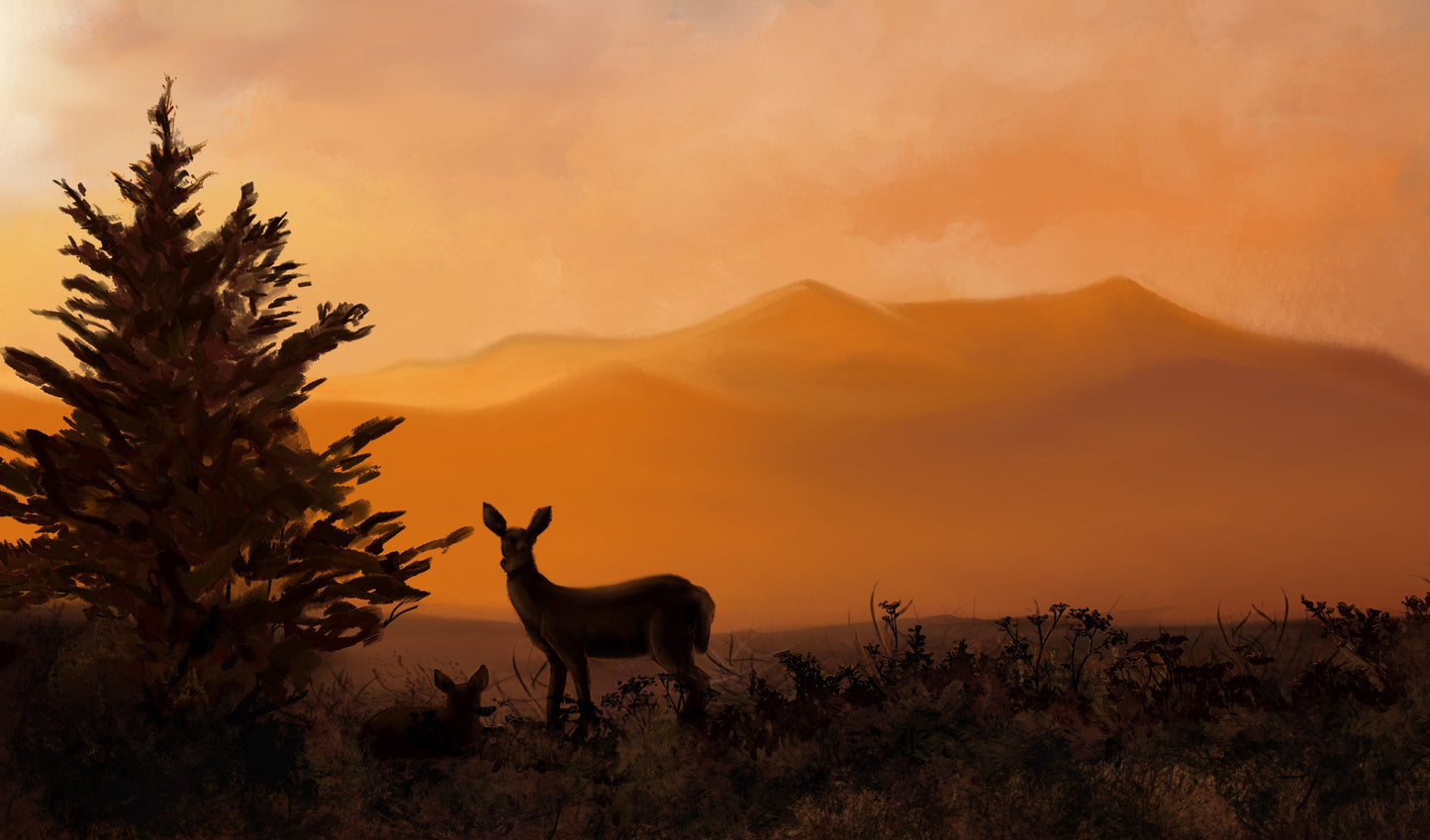 "Deer To My Heart" | Appalachian Mountains Landscape | Oil Painting Print | Nature Lovers Gift | Deer