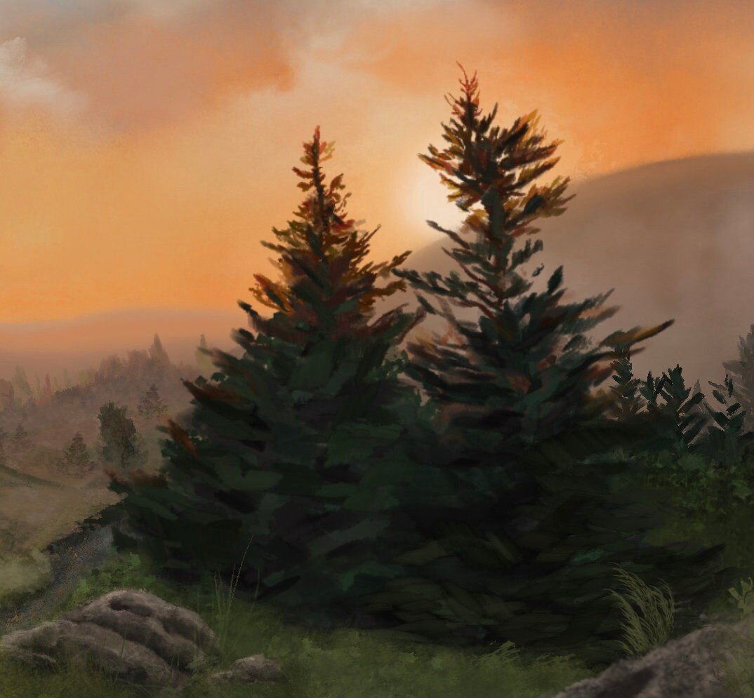 "Sunrise on Roan Mountain" | Appalachian Mountains Panoramic Landscape | Oil Painting Print | Nature Lovers Gift | North Carolina Mountains