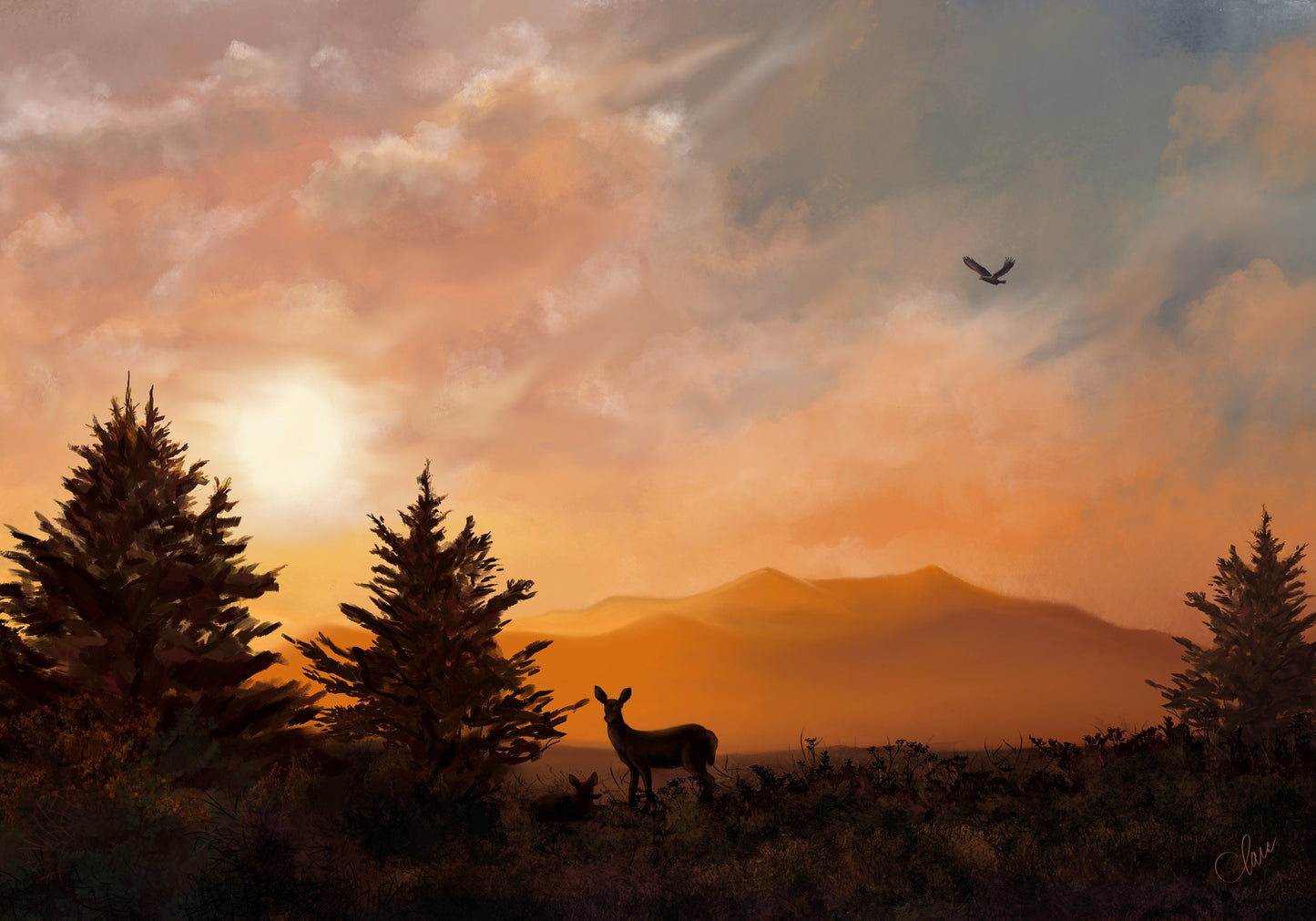 "Deer To My Heart" | Appalachian Mountains Landscape | Oil Painting Print | Nature Lovers Gift | Deer