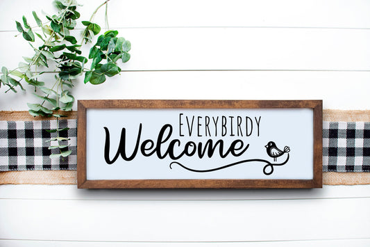 Everybirdy welcome | Welcome Sign | Bird Lovers Gift | Spring Decor | Wood Sign