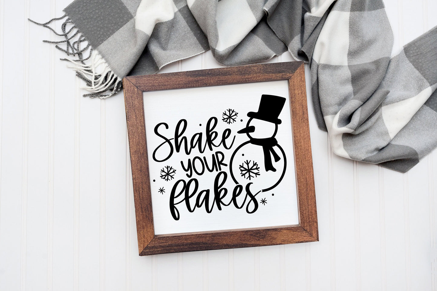 Shake your flakes | Cute Snowman Home Decor | Winter Decor | Snowflakes | Coffee Bar | Wood Sign