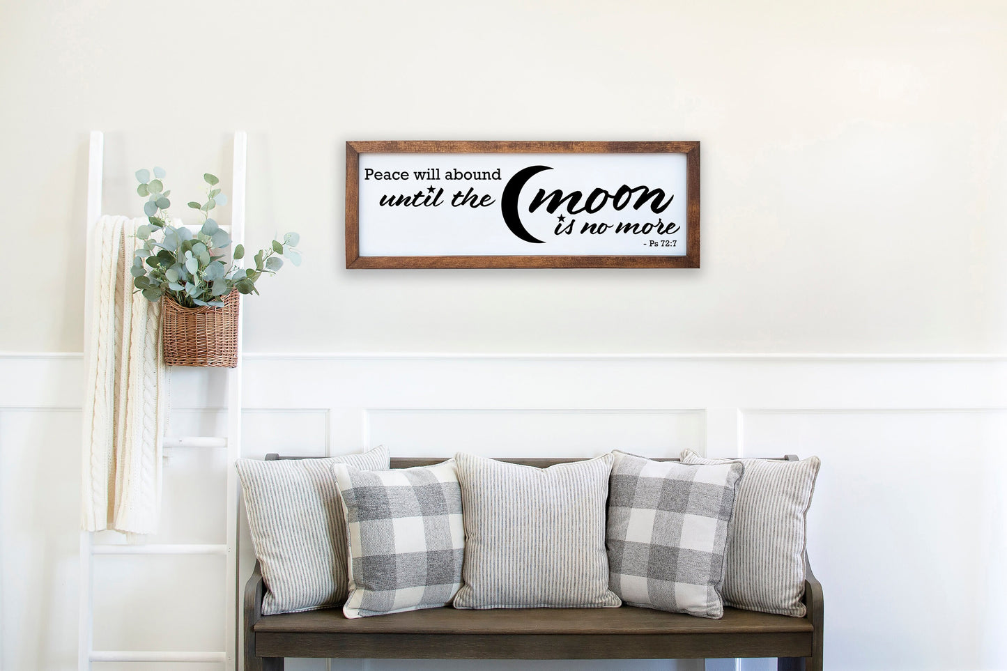 Peace will abound until the moon is no more | Psalms 72:7 | JW Gifts | JW Pioneer Gifts | Christian Wall Art | Scripture Wood Sign