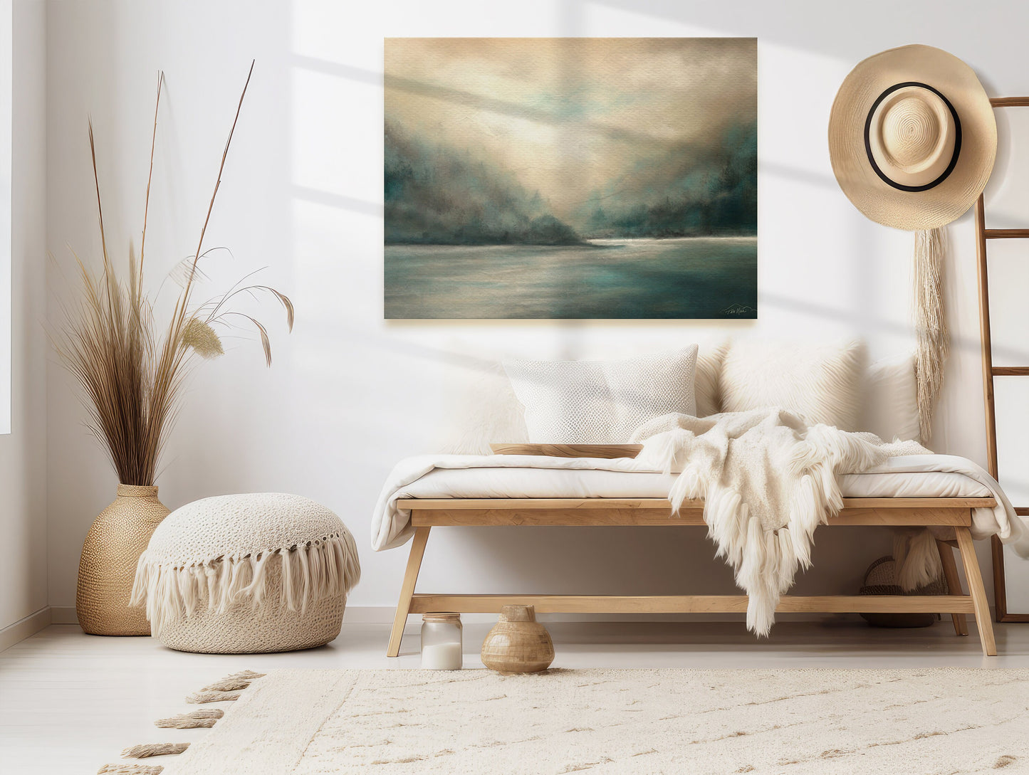 Into the Light | Peaceful Wall Art | Abstract Painting | Landscape Wall Art |  Large Wall Art Oversized Horizontal