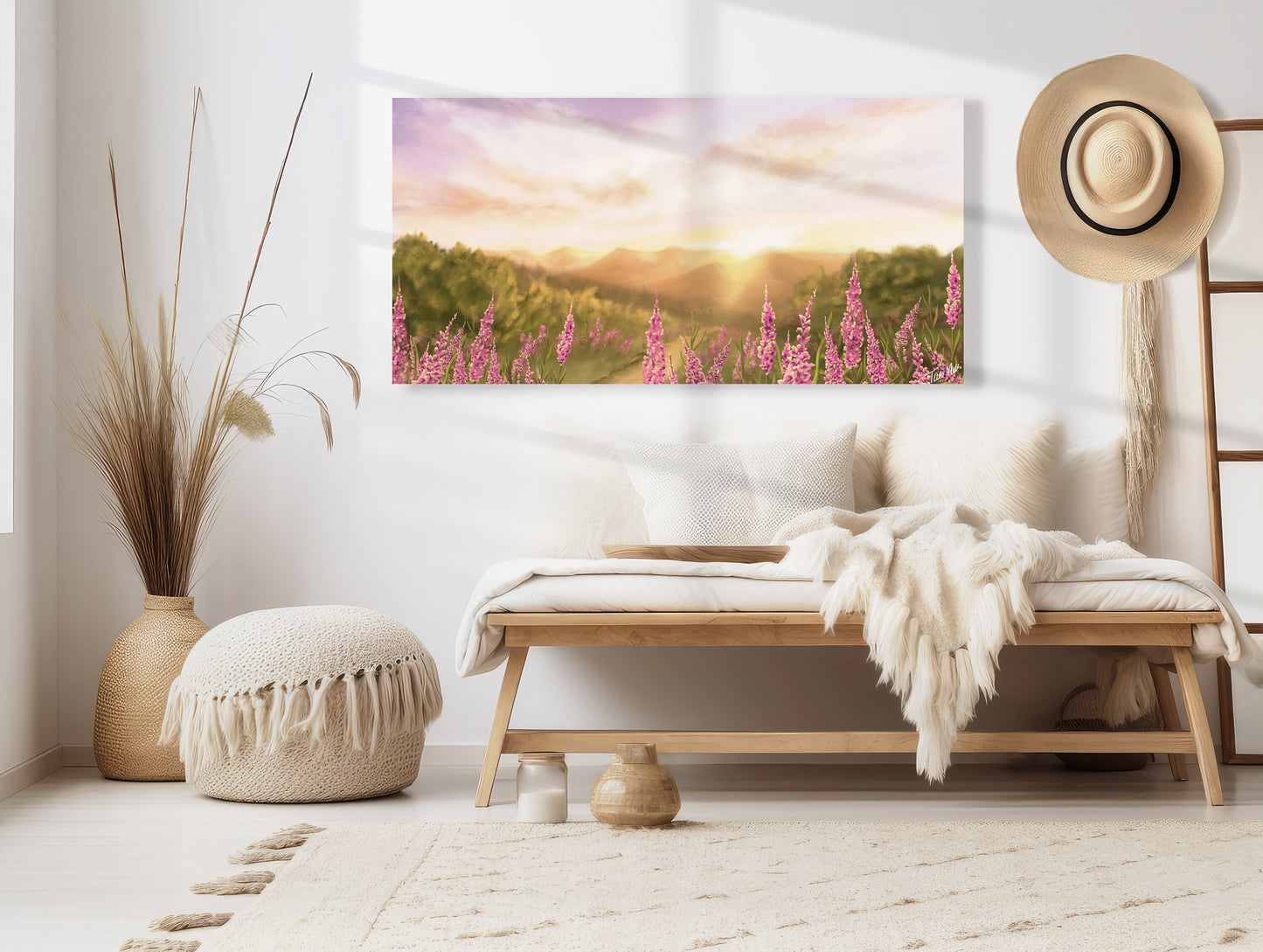 "New Beginnings" | Peaceful Wall Art | Landscape Wall Art | Mountain Art | Sunrise Painting | Fine Art Prints | Mountain Lovers Gift| Flower Painting