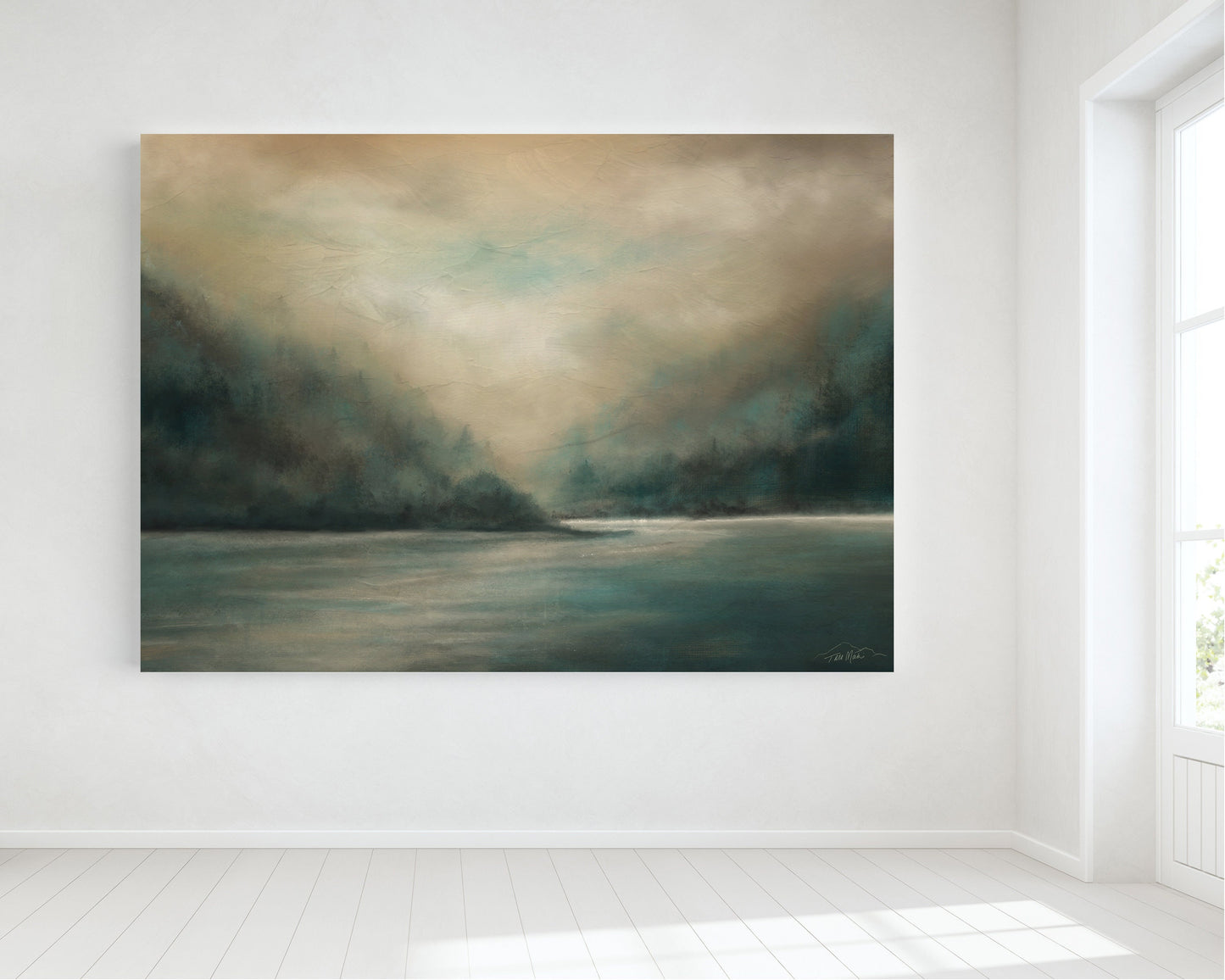 Into the Light | Peaceful Wall Art | Abstract Painting | Landscape Wall Art |  Large Wall Art Oversized Horizontal