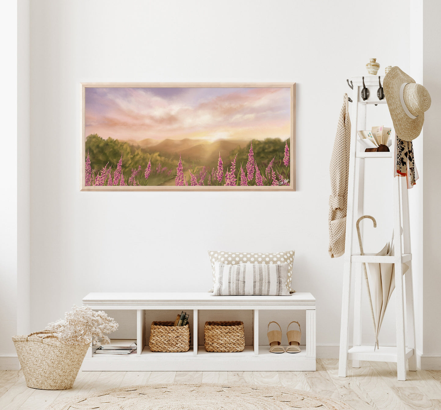 "New Beginnings" | Peaceful Wall Art | Landscape Wall Art | Mountain Art | Sunrise Painting | Fine Art Prints | Mountain Lovers Gift| Flower Painting