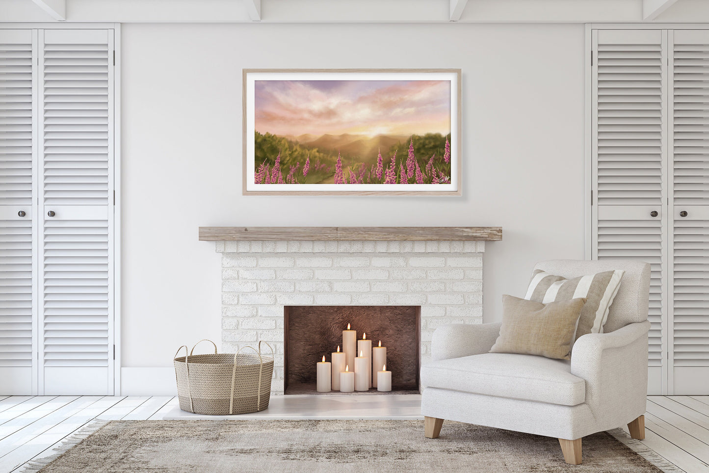 "New Beginnings" | Peaceful Wall Art | Landscape Wall Art | Mountain Art | Sunrise Painting | Fine Art Prints | Mountain Lovers Gift| Flower Painting