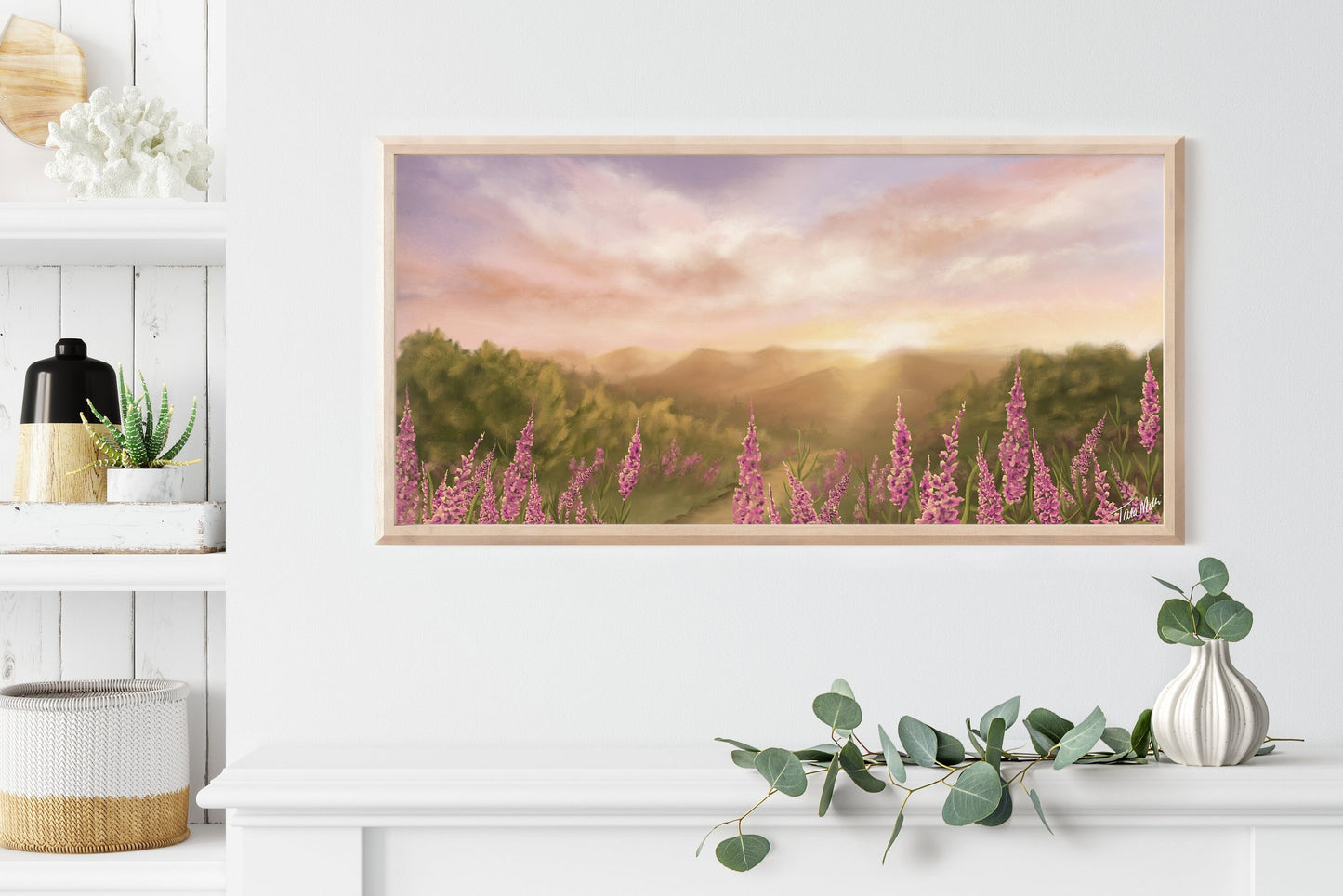 "New Beginnings" | Peaceful Wall Art | Landscape Wall Art | Mountain Art | Sunrise Painting | Fine Art Prints | Mountain Lovers Gift| Flower Painting